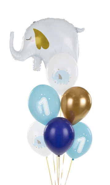 Latexballons - 1. Geburtstag Elefanten, Junge - je ø 30cm